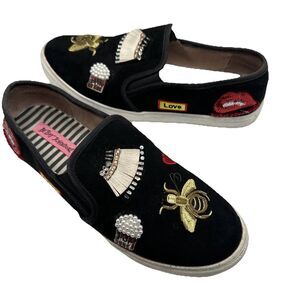 Betsey Johnson Coopers Embellished Slip On Black Sneakers 10 M